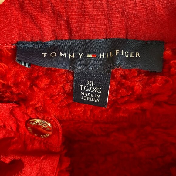 Tommy Hilfiger Vibrant Red Pullover Sherpa Sweater S XL - Picture 8 of 15